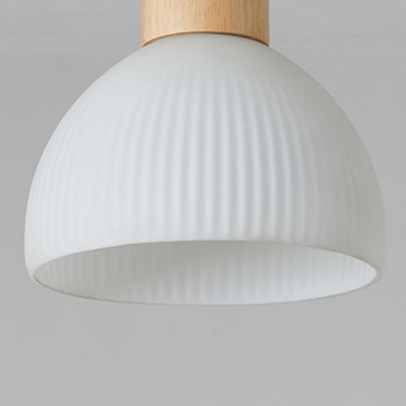 Modern Simple Wooden Ceiling Lamp Dome Shape Ceiling Light for Bedroom