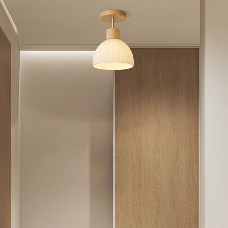 Modern Simple Wooden Ceiling Lamp Dome Shape Ceiling Light for Bedroom