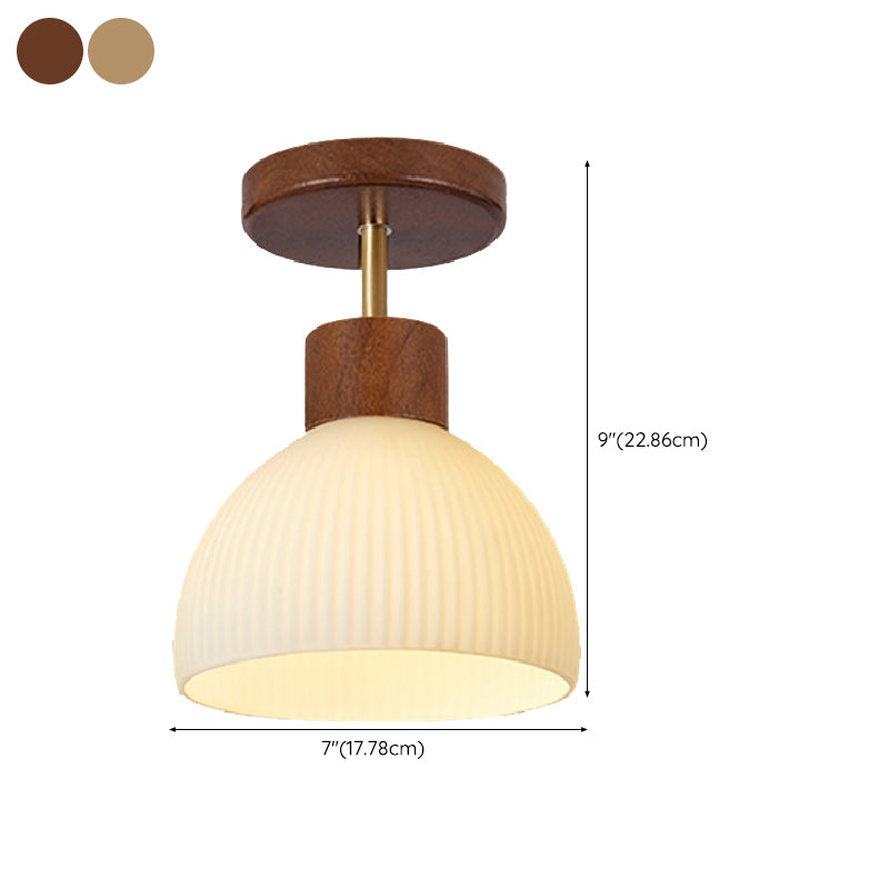 Modern Simple Wooden Ceiling Lamp Dome Shape Ceiling Light for Bedroom