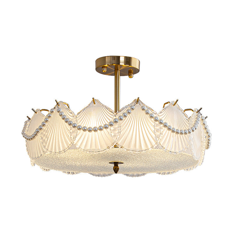 Nordic Ceiling Light Household Shell-shaped Glass Shade Flush Mount Light Fixture