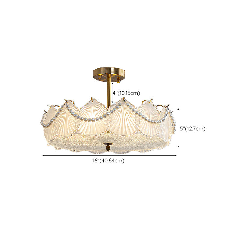 Nordic Ceiling Light Household Shell-shaped Glass Shade Flush Mount Light Fixture