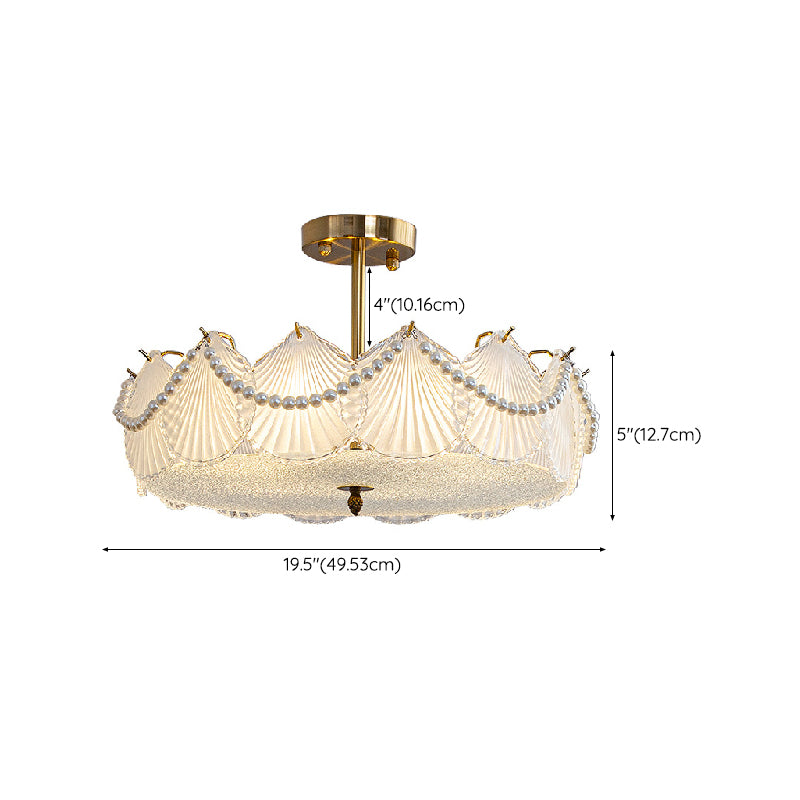 Nordic Ceiling Light Household Shell-shaped Glass Shade Flush Mount Light Fixture