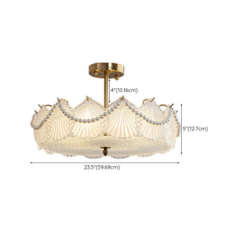 Nordic Ceiling Light Household Shell-shaped Glass Shade Flush Mount Light Fixture