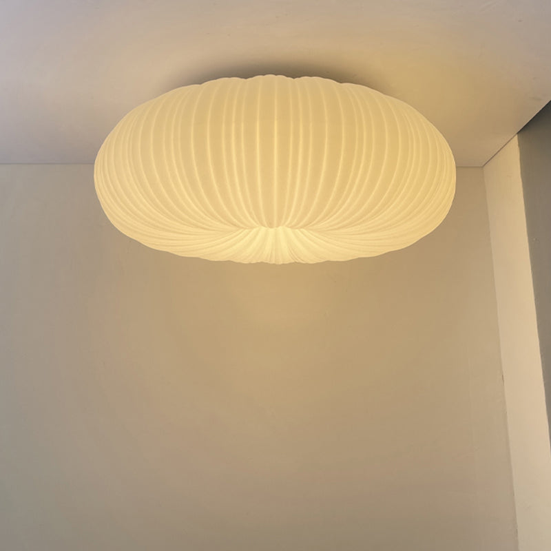 Round Shape Plastic Flush Mount Light Modern Style 1 Light Ceiling Mount Light in White