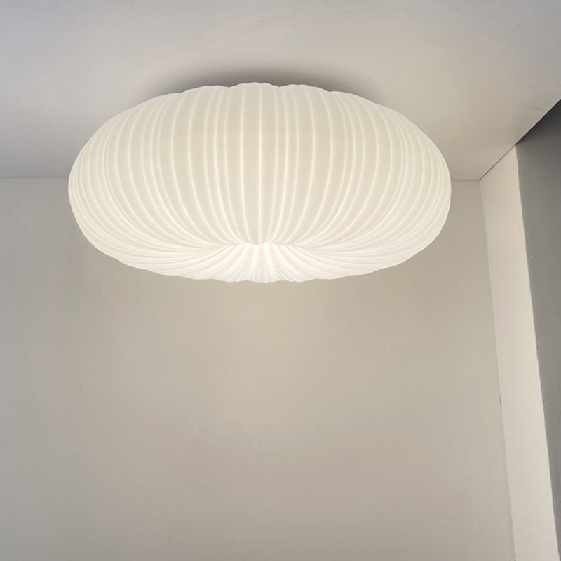 Round Shape Plastic Flush Mount Light Modern Style 1 Light Ceiling Mount Light in White