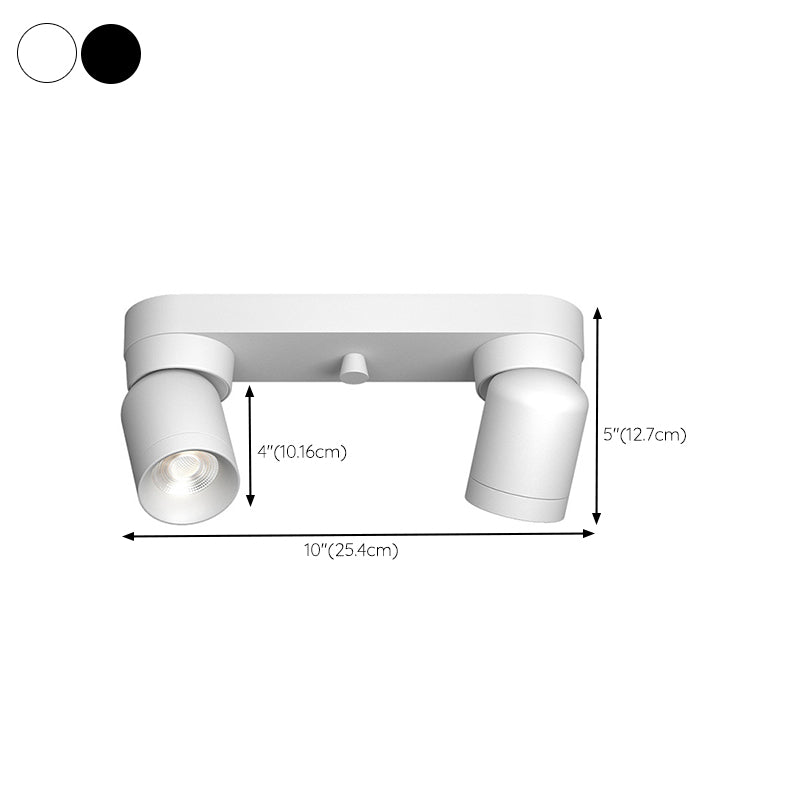 2 - Light Aluminum LED Flush Mount Adjustable Modern Ceiling Track Light in Black / White