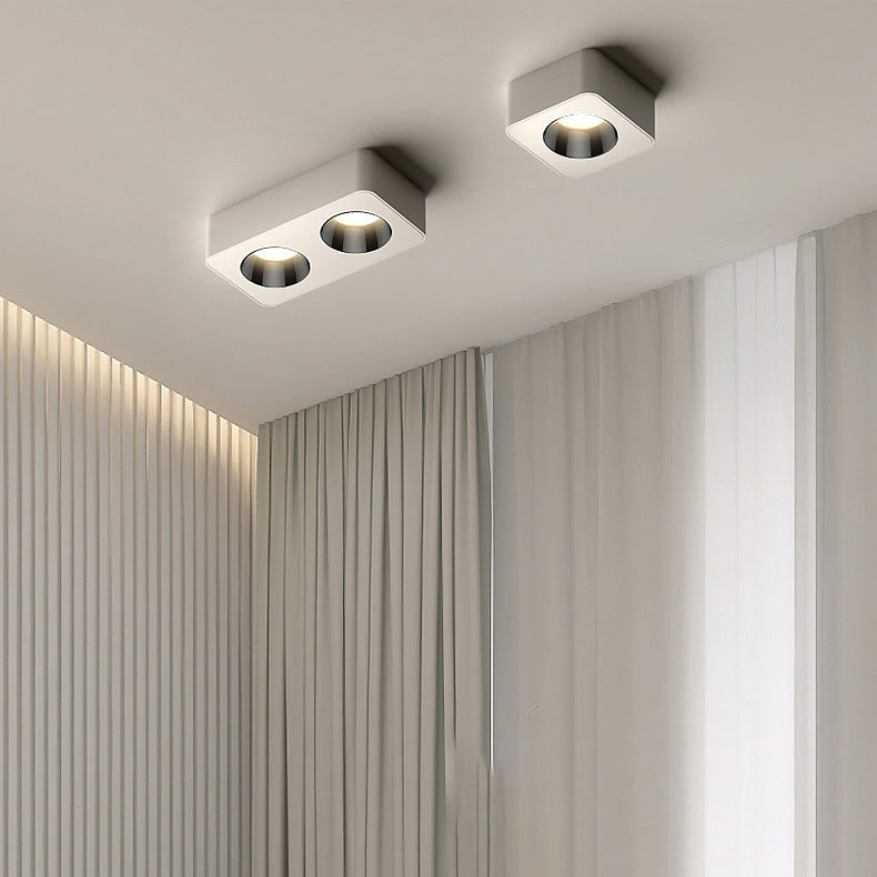 Square / Rectangle Flush Mount in Matte White LED Modern Aluminum Flush