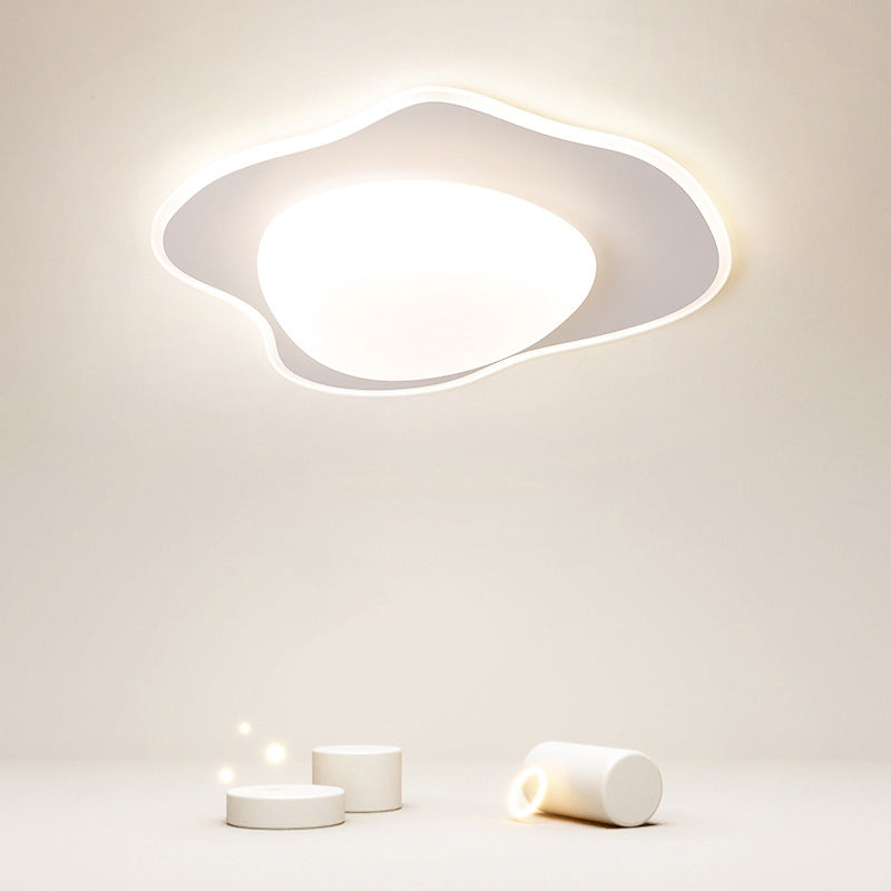 LED White Shaded Ceiling Light Contemporary Flush Mount Lighting for Foyer