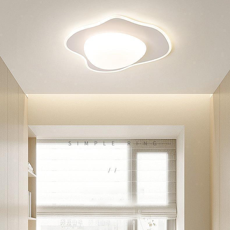 LED White Shaded Ceiling Light Contemporary Flush Mount Lighting for Foyer