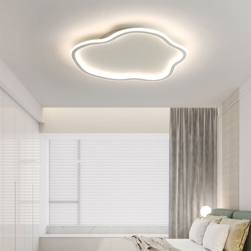 White Shaded Ceiling Light LED Acrylic Modern Flush Mount Lighting for Foyer