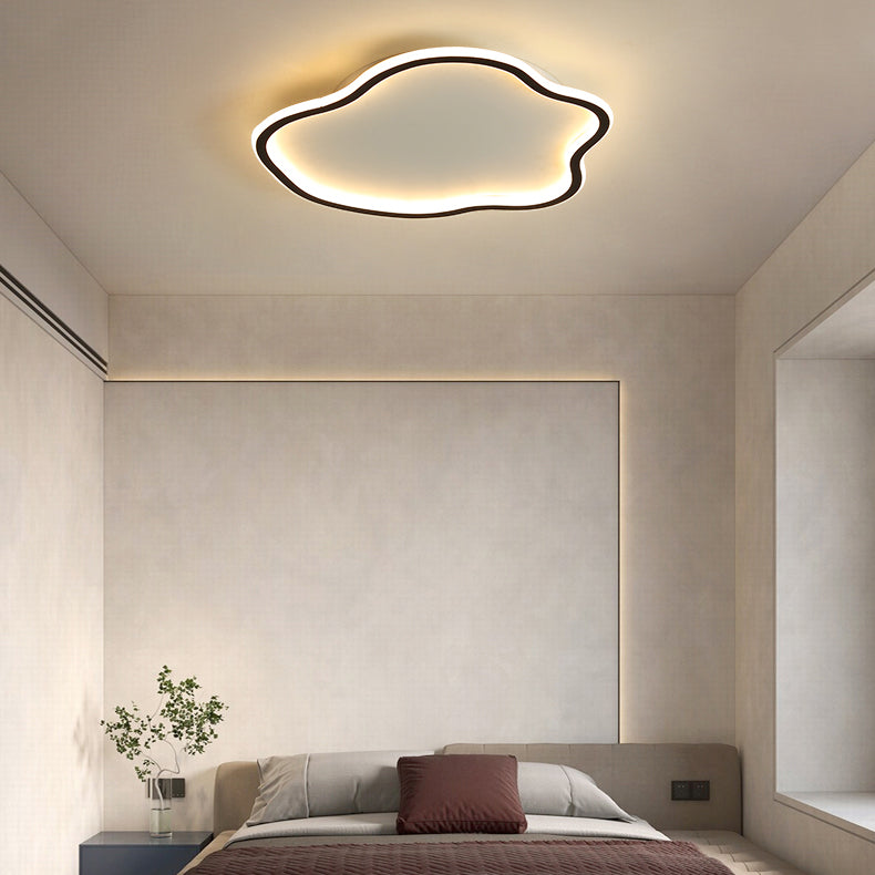 White Shaded Ceiling Light LED Acrylic Modern Flush Mount Lighting for Foyer