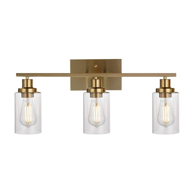 Metal Industrial Wall Sconce Cylinder Shape Vanity Lamp with Glass Shade for Bathroom