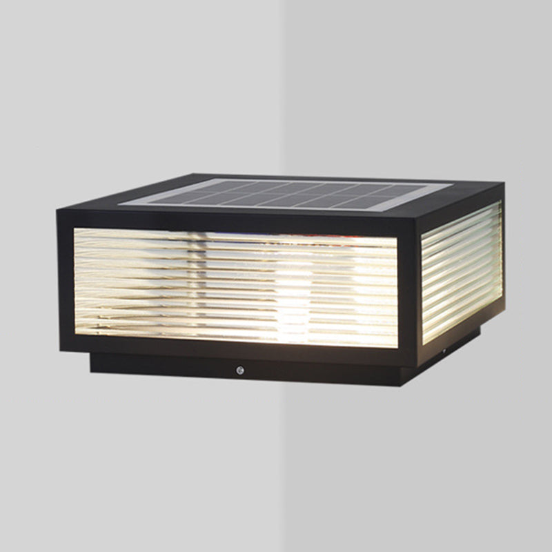 Modern LED Pillar Lighting Fixture Glass Solar Light for Garden