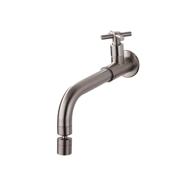 Contemporary Wall Mounted Bathroom Faucet Cross Handles Stainless Steel Faucet