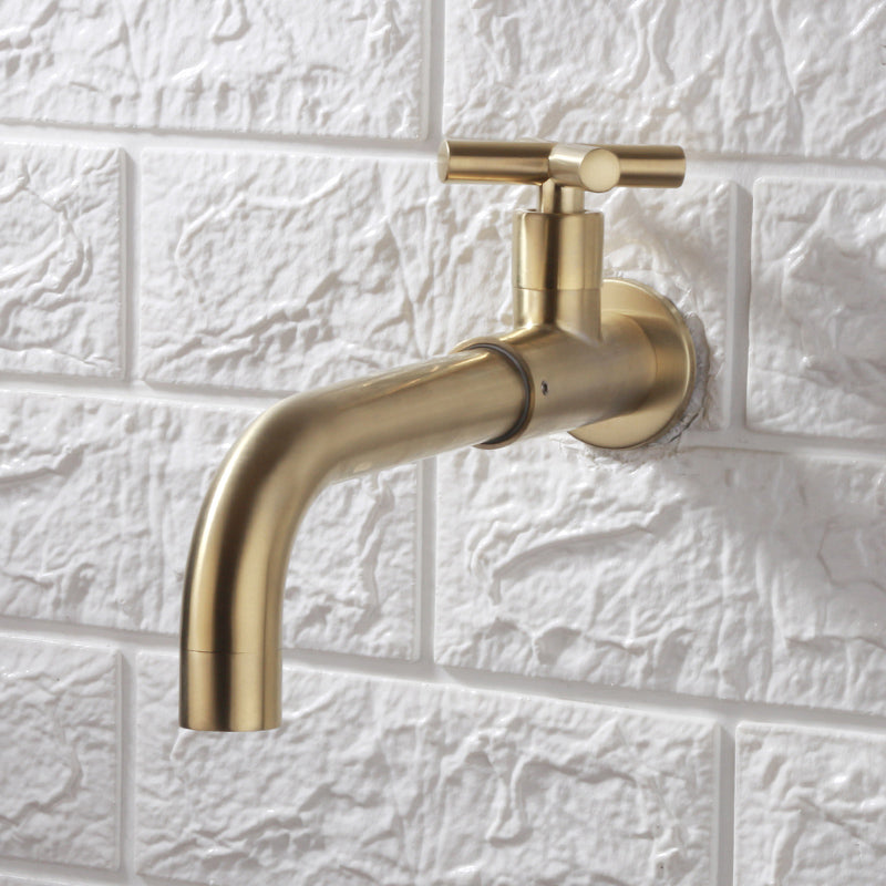 Contemporary Wall Mounted Bathroom Faucet Cross Handles Stainless Steel Faucet