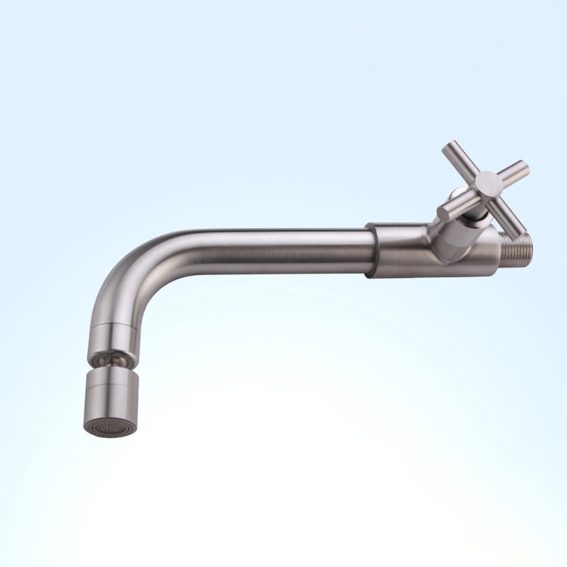 Contemporary Wall Mounted Bathroom Faucet Cross Handles Stainless Steel Faucet