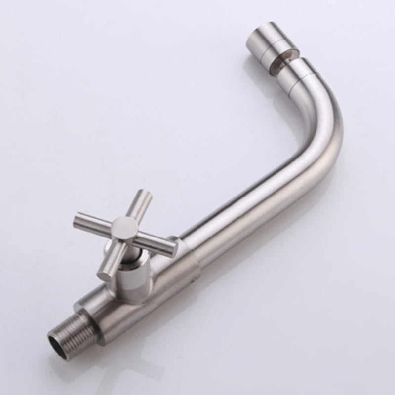 Contemporary Wall Mounted Bathroom Faucet Cross Handles Stainless Steel Faucet