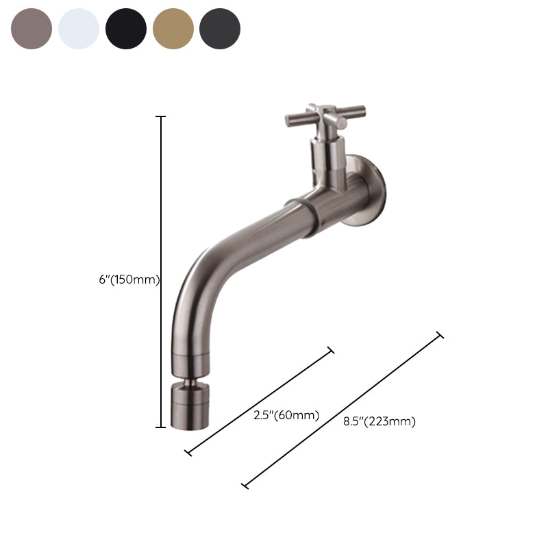 Contemporary Wall Mounted Bathroom Faucet Cross Handles Stainless Steel Faucet