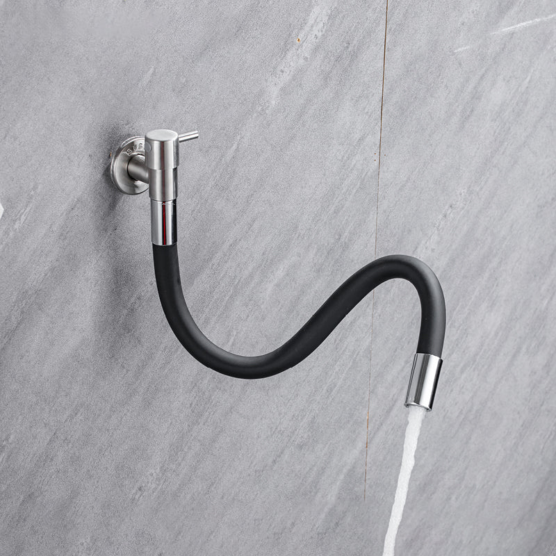 Contemporary Wall Mounted Bathroom Faucet Lever Handles Stainless Steel Faucet