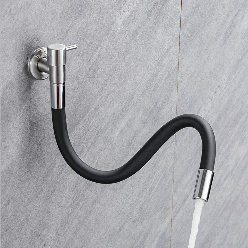 Contemporary Wall Mounted Bathroom Faucet Lever Handles Stainless Steel Faucet