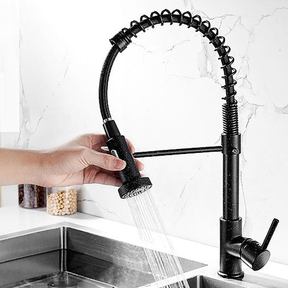 Contemporary Kitchen Faucet Copper Single Handle High Arc Spring Spout Kitchen Faucet