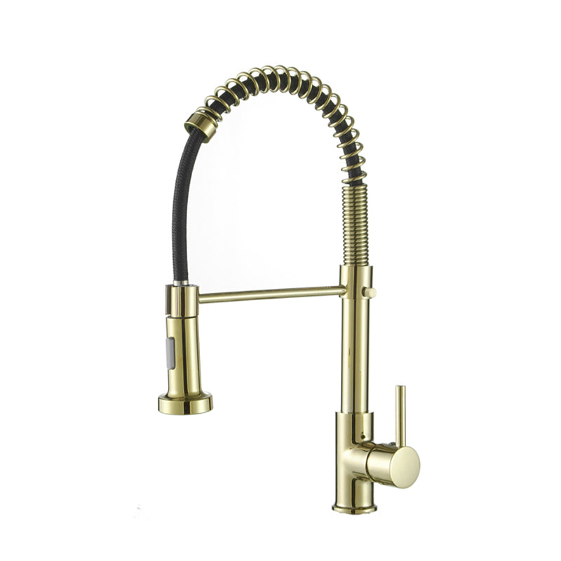 Contemporary Kitchen Faucet Copper Single Handle High Arc Spring Spout Kitchen Faucet