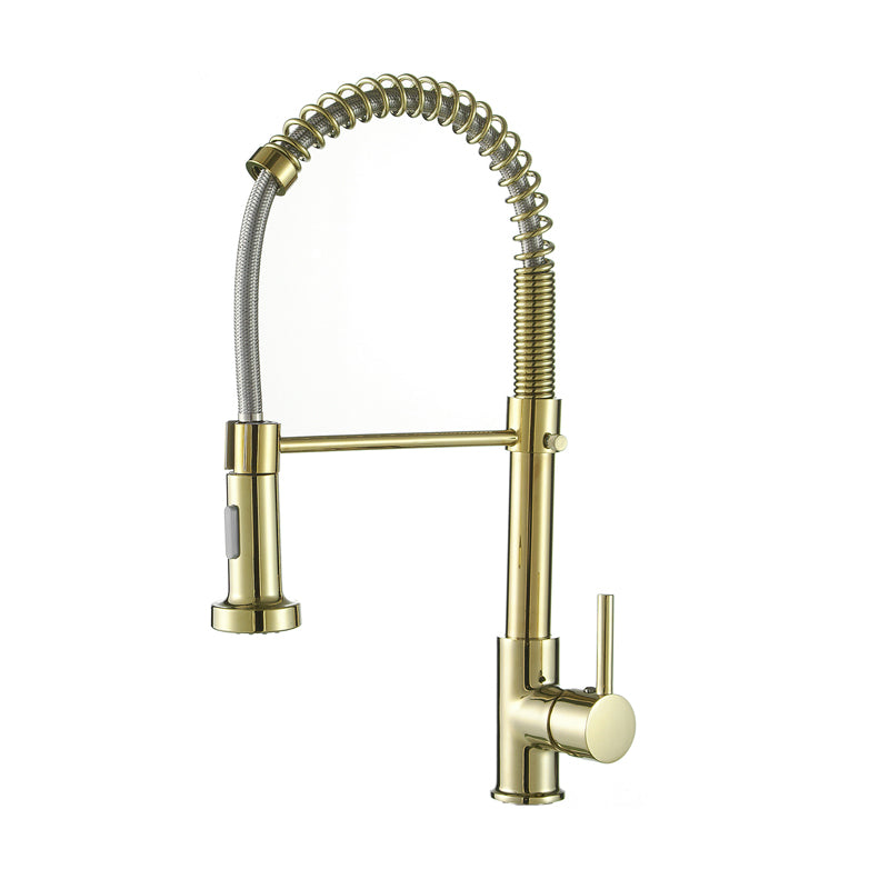 Contemporary Kitchen Faucet Copper Single Handle High Arc Spring Spout Kitchen Faucet