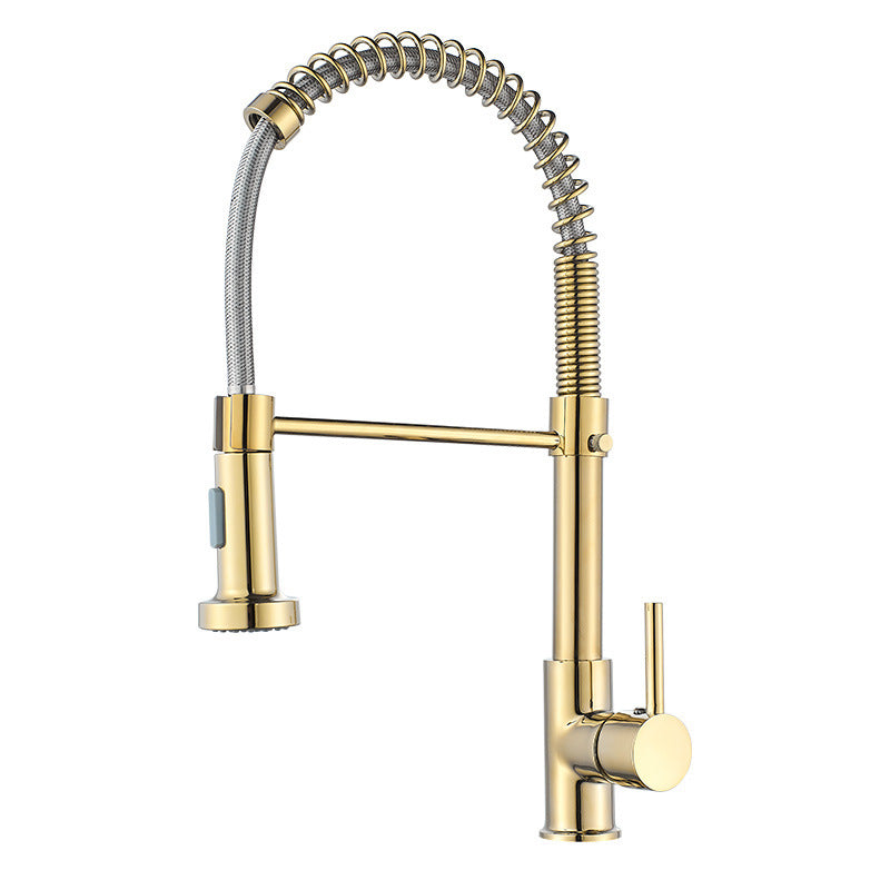 Contemporary Kitchen Faucet Copper Single Handle High Arc Spring Spout Kitchen Faucet