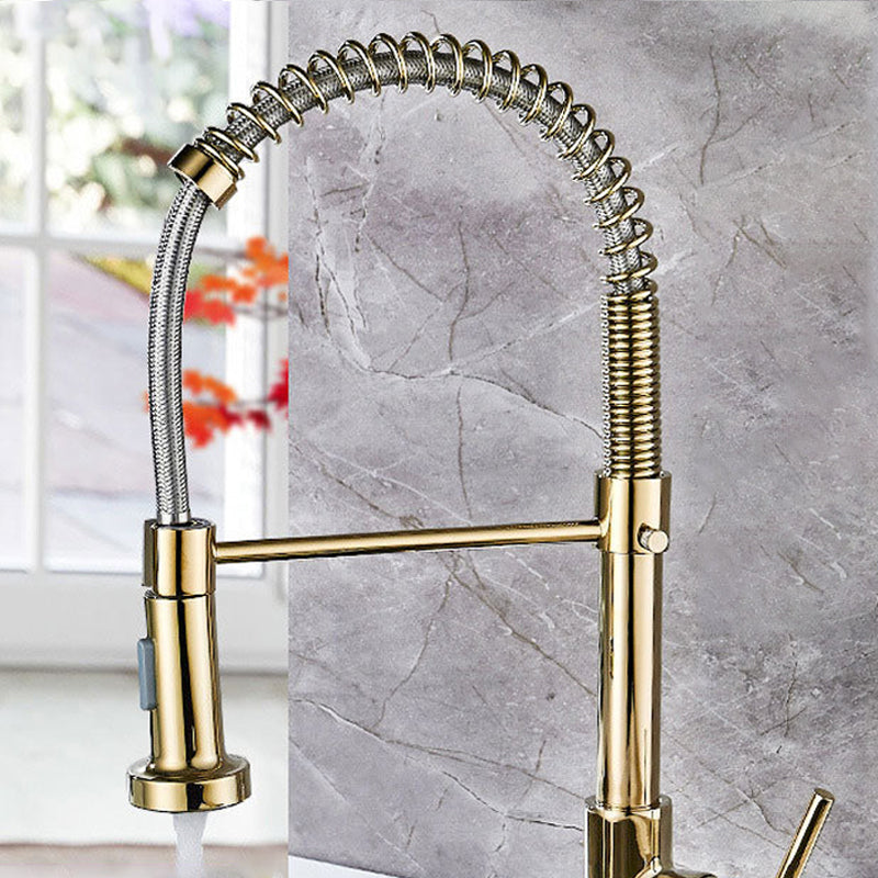 Contemporary Kitchen Faucet Copper Single Handle High Arc Spring Spout Kitchen Faucet