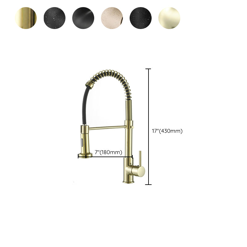 Contemporary Kitchen Faucet Copper Single Handle High Arc Spring Spout Kitchen Faucet