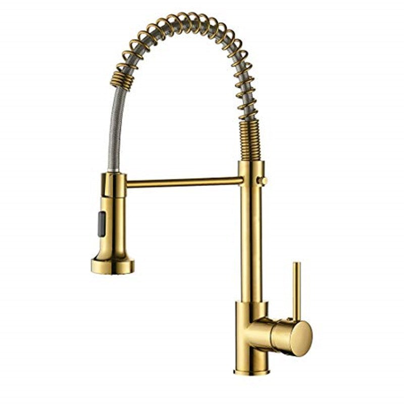 Contemporary Kitchen Faucet Copper 1-Handle High Arc Spring Spout Kitchen Faucet