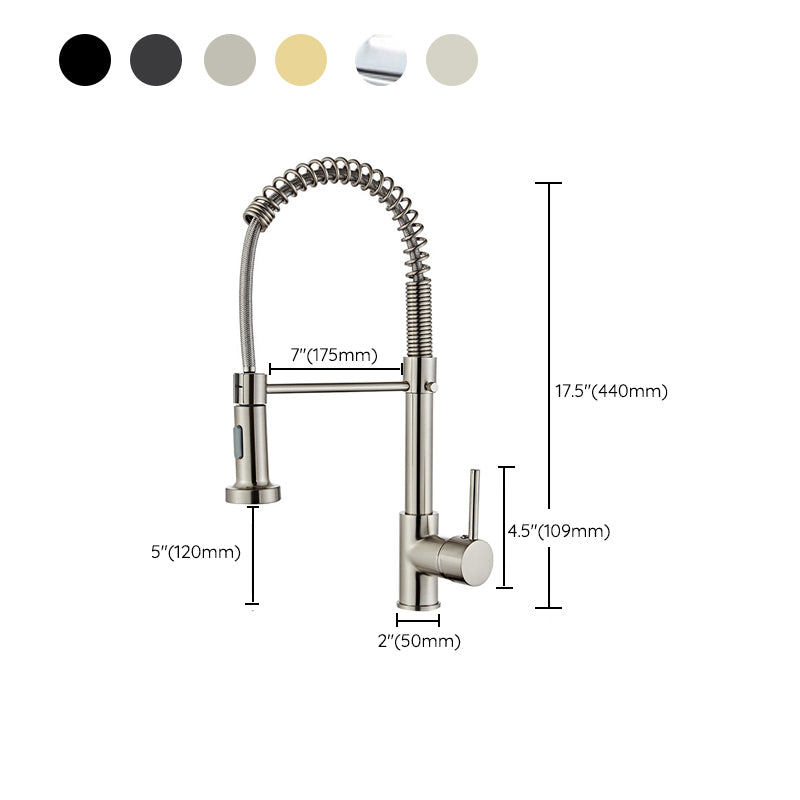 Contemporary Kitchen Faucet Copper 1-Handle High Arc Spring Spout Kitchen Faucet