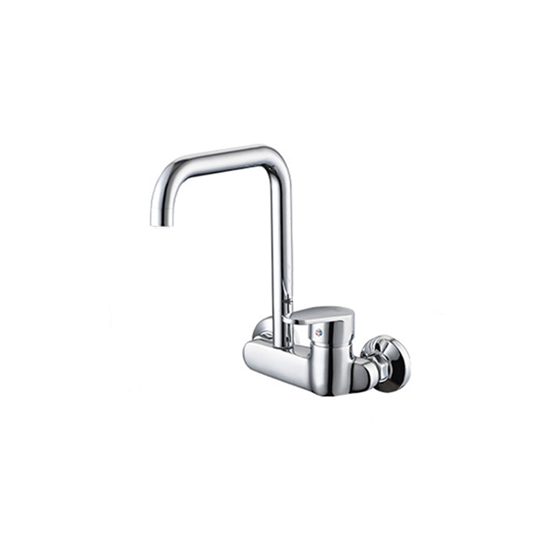 Modern Bridge Kitchen Faucet Brass Lever Handles Swivel Spout Wall Mounted Bar Faucet