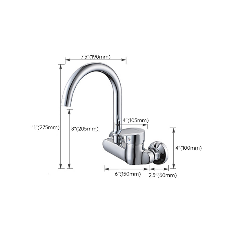 Modern Bridge Kitchen Faucet Brass Lever Handles Swivel Spout Wall Mounted Bar Faucet