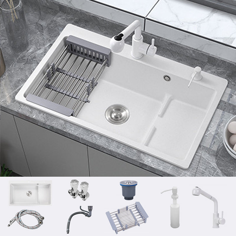 Modern Style Kitchen Sink Quartz Kitchen Sink with Basket Strainer