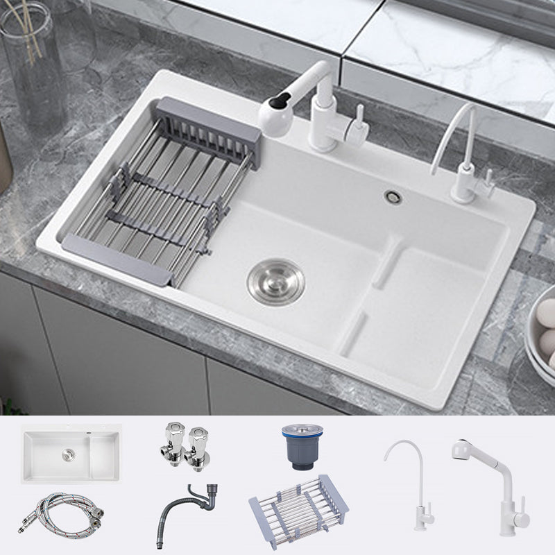 Modern Style Kitchen Sink Quartz Kitchen Sink with Basket Strainer