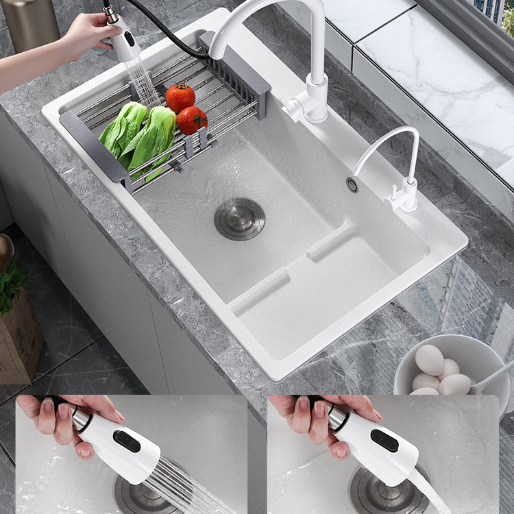 Modern Style Kitchen Sink Quartz Kitchen Sink with Basket Strainer