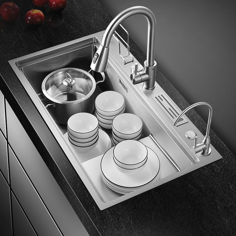 Modern Style Kitchen Sink Stainless Steel Dirt Resistant Drop-In Kitchen Sink