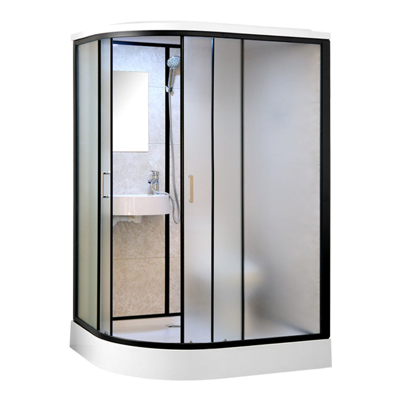 One Piece Tempered Glass Single Sliding Shower Enclosure White Frame Shower Enclosure