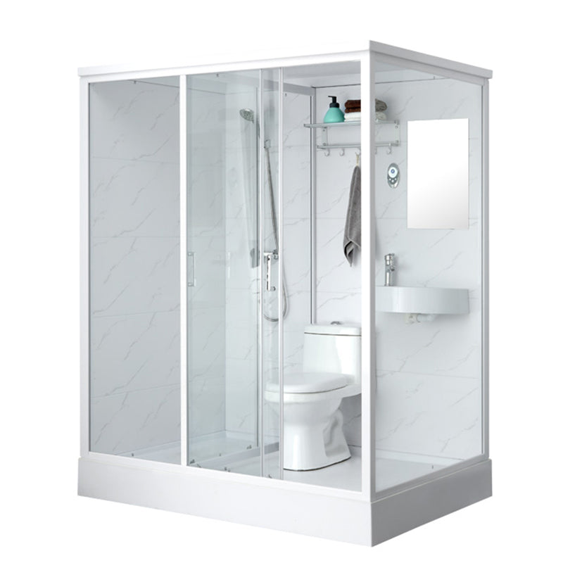 One Piece Tempered Glass Single Sliding Shower Enclosure White Frame Shower Enclosure