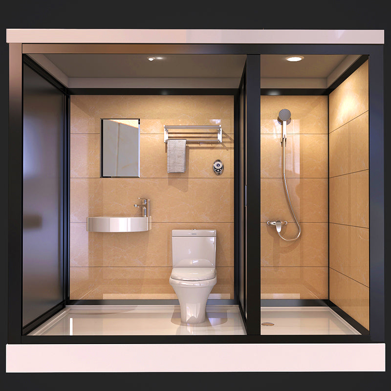 One Piece Tempered Glass Single Sliding Shower Enclosure White Frame Shower Enclosure