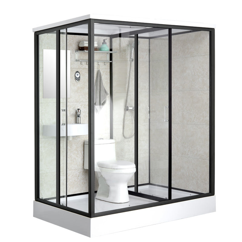 One Piece Tempered Glass Single Sliding Shower Enclosure White Frame Shower Enclosure