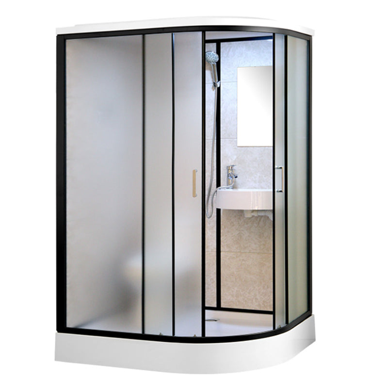 One Piece Tempered Glass Single Sliding Shower Enclosure White Frame Shower Enclosure