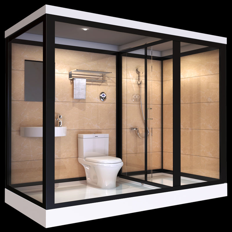 One Piece Tempered Glass Single Sliding Shower Enclosure White Frame Shower Enclosure