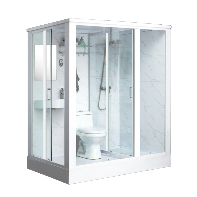 One Piece Tempered Glass Single Sliding Shower Enclosure White Frame Shower Enclosure