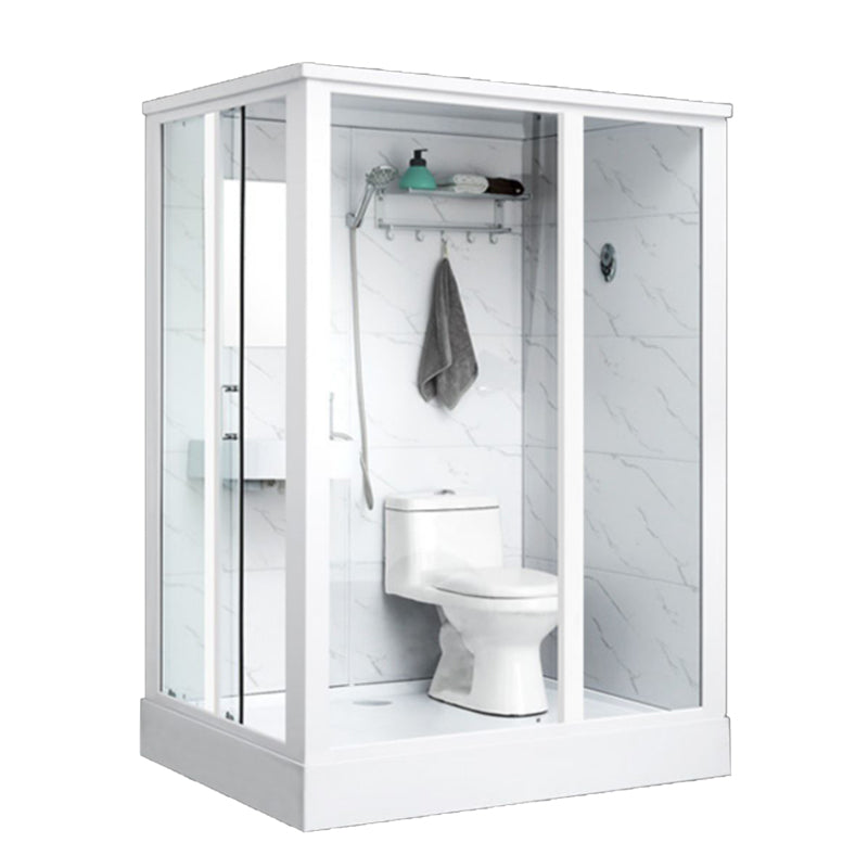 One Piece Tempered Glass Single Sliding Shower Enclosure White Frame Shower Enclosure