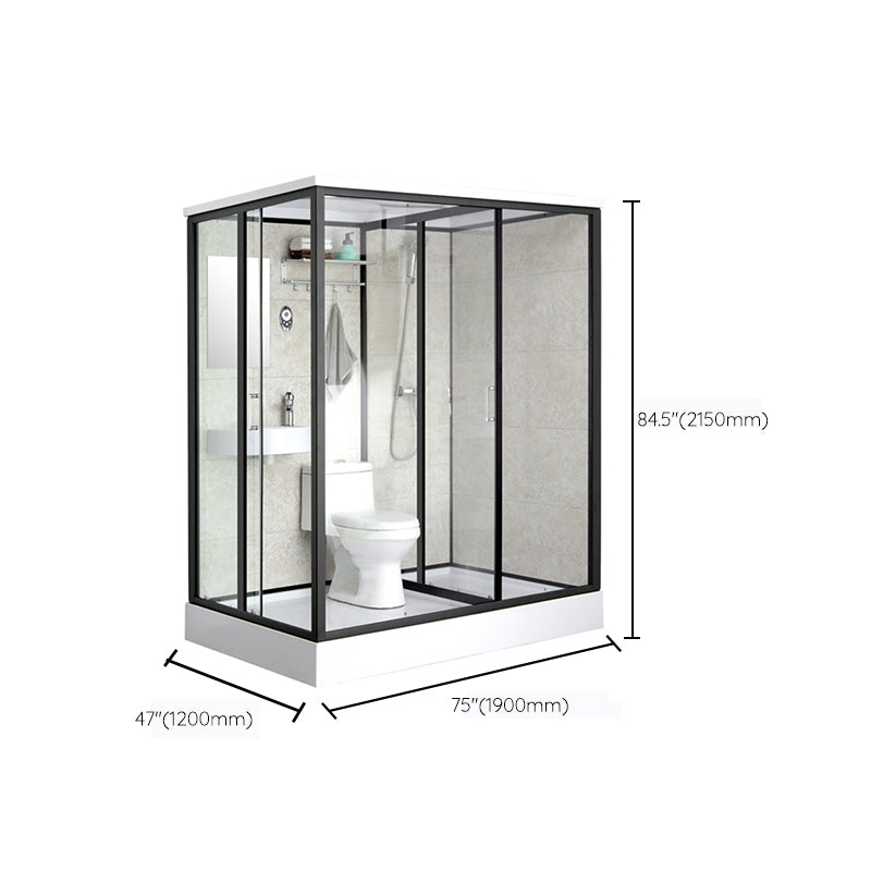 One Piece Tempered Glass Single Sliding Shower Enclosure White Frame Shower Enclosure