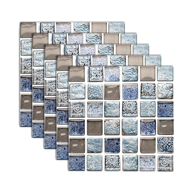 Plastic Peel and Stick Tiles Mosaic Tile Grid Square Waterproof Peel & Stick Tile 10-Pack