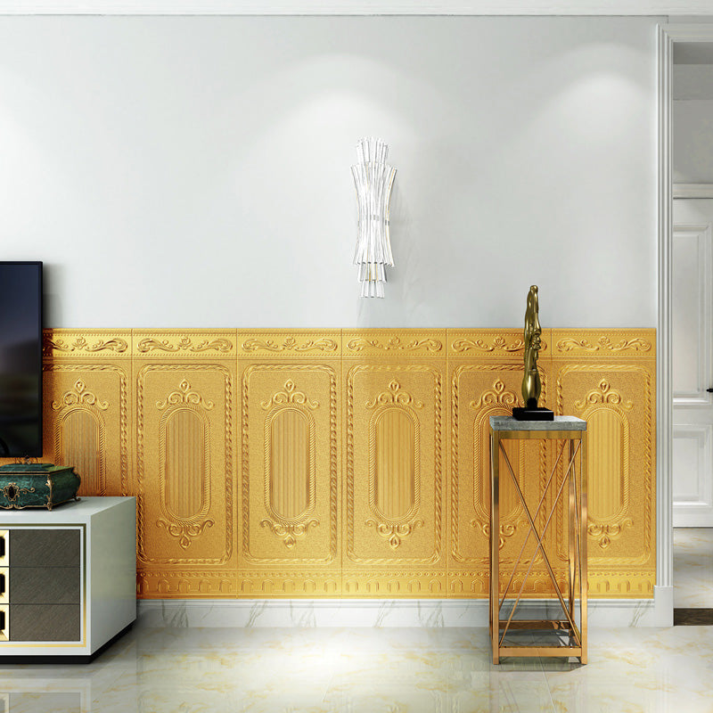 Glam Style Wall Paneling Living Room Peel and Stick 3D Embossing Waterproof Wall Paneling