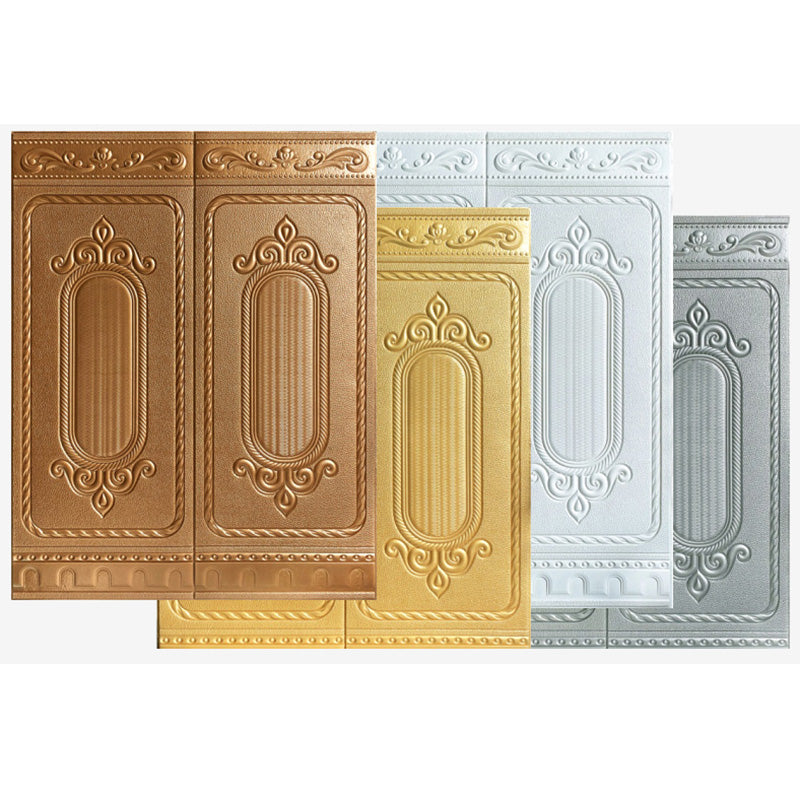 Glam Style Wall Paneling Living Room Peel and Stick 3D Embossing Waterproof Wall Paneling